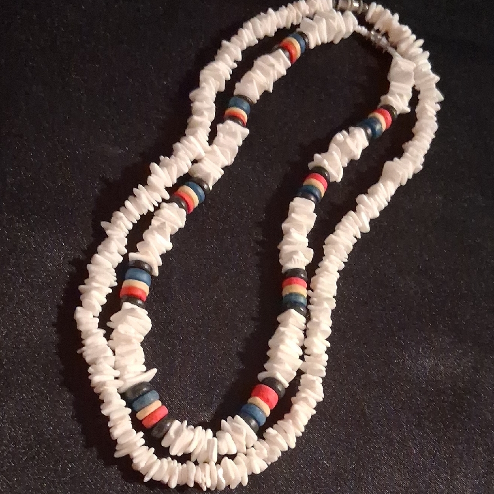White and Multicolor Beaded Necklace